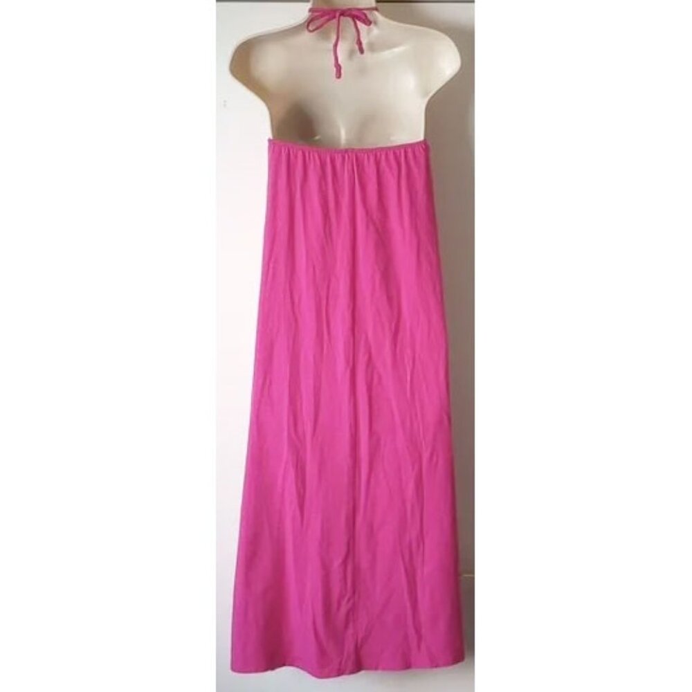 *50off3* NWOT Old Navy Slub-Knit Self-Bra Halter Midi Dress S Dragonfruit - Picture 2 of 7